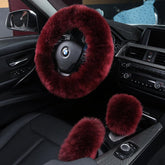 Aogelan steering wheel cover in fluffy wool offering soft grip for winter drives.