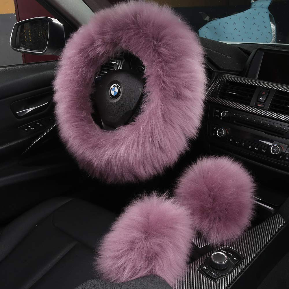 AOGELAN steering wheel cover with fluffy wool texture for warm grip