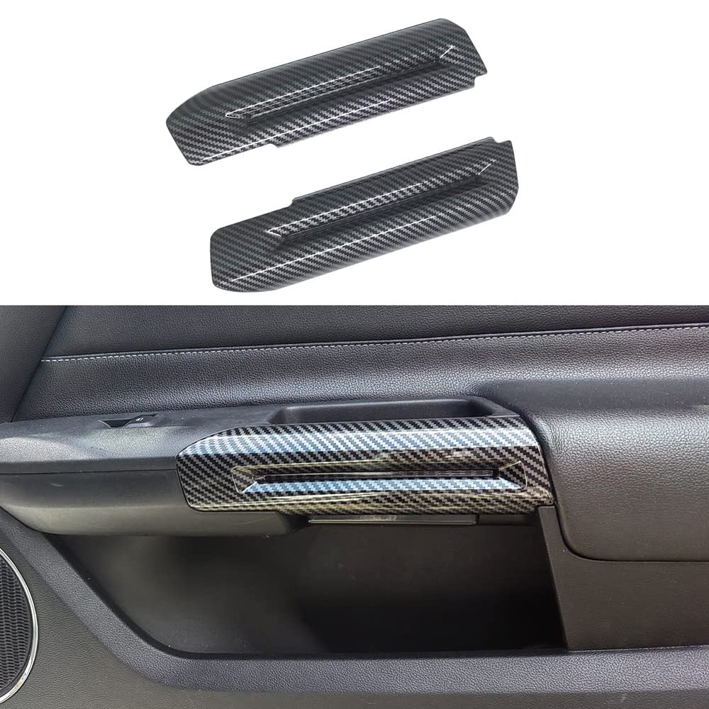 AOKIO Mustang carbon-style inner door handle cover front view enhances interior aesthetics.