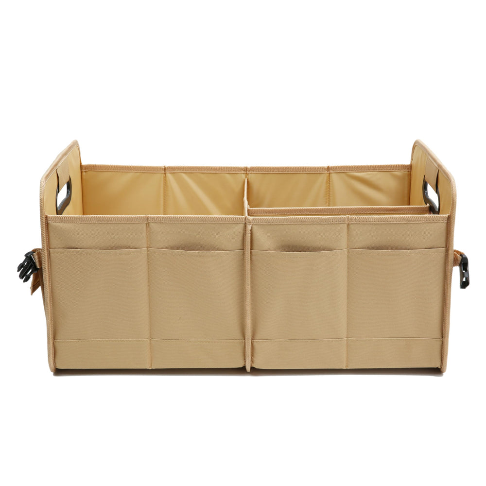 AOKJOY trunk organizer non-slip strap system stabilizes cargo while driving.