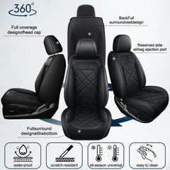AOMSAZTO black faux-leather look seat covers stay clean and modern.