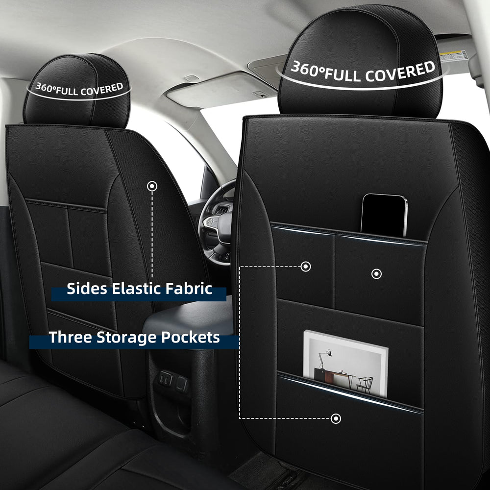 AOMSAZTO waterproof faux-leather surface for front seats resists spills and stains.