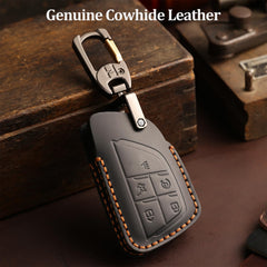 Aoocar leather key fob cover for GMC Sierra 5-button model provides secure, stylish protection.
