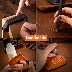 Aoocar leather key fob cover ages gracefully, resisting scratches and developing patina.