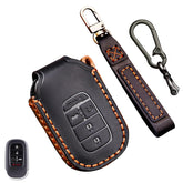 Aoocar leather key fob cover for Honda Accord oval shape, premium protection.