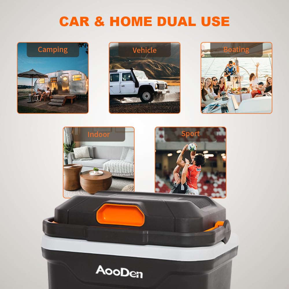 AooDen cooler in car setup during a road trip