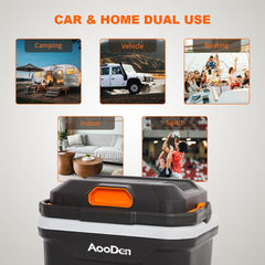 AooDen cooler in car setup during a road trip