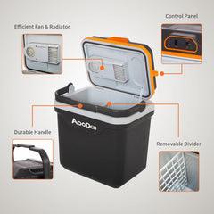 AooDen cooler with sturdy handle and flip up lock for portability
