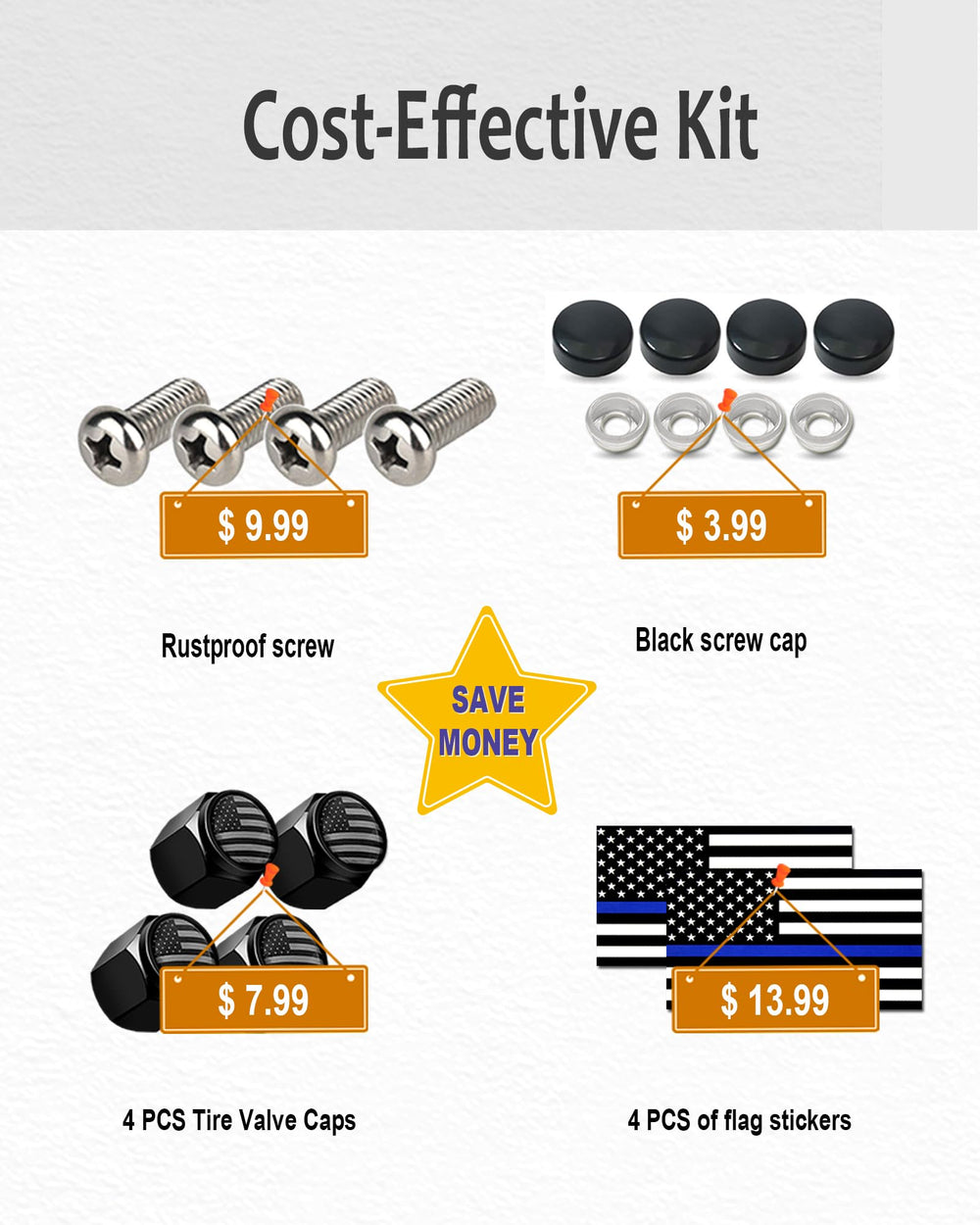 AOOTF black tire valve caps to match the license plate kit.