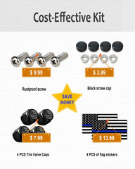 AOOTF black tire valve caps to match the license plate kit.