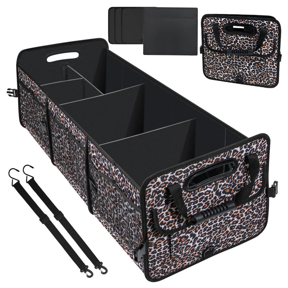 AOPHY leopard trunk organizer full setup keeps cargo tidy during trips