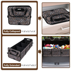 AOPHY leopard trunk organizer in SUV keeps essentials organized