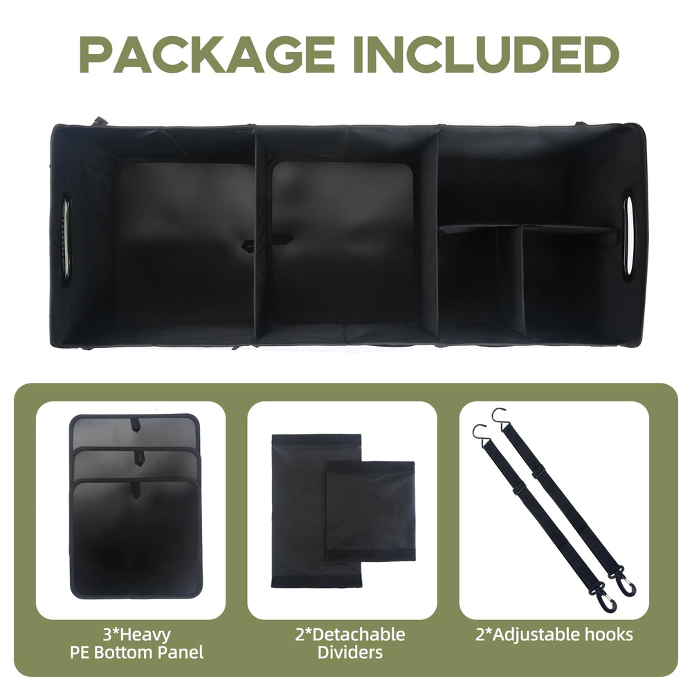 AOPHY multipurpose trunk organizer folds for front-seat access and home use.