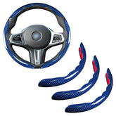 Aotoyou bright carbon fiber steering cover closeup showing textured grip for secure handling.