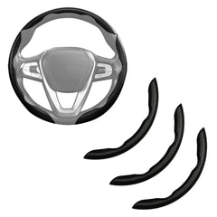 Aotoyou carbon fiber steering wheel cover front close-up showing secure grip.