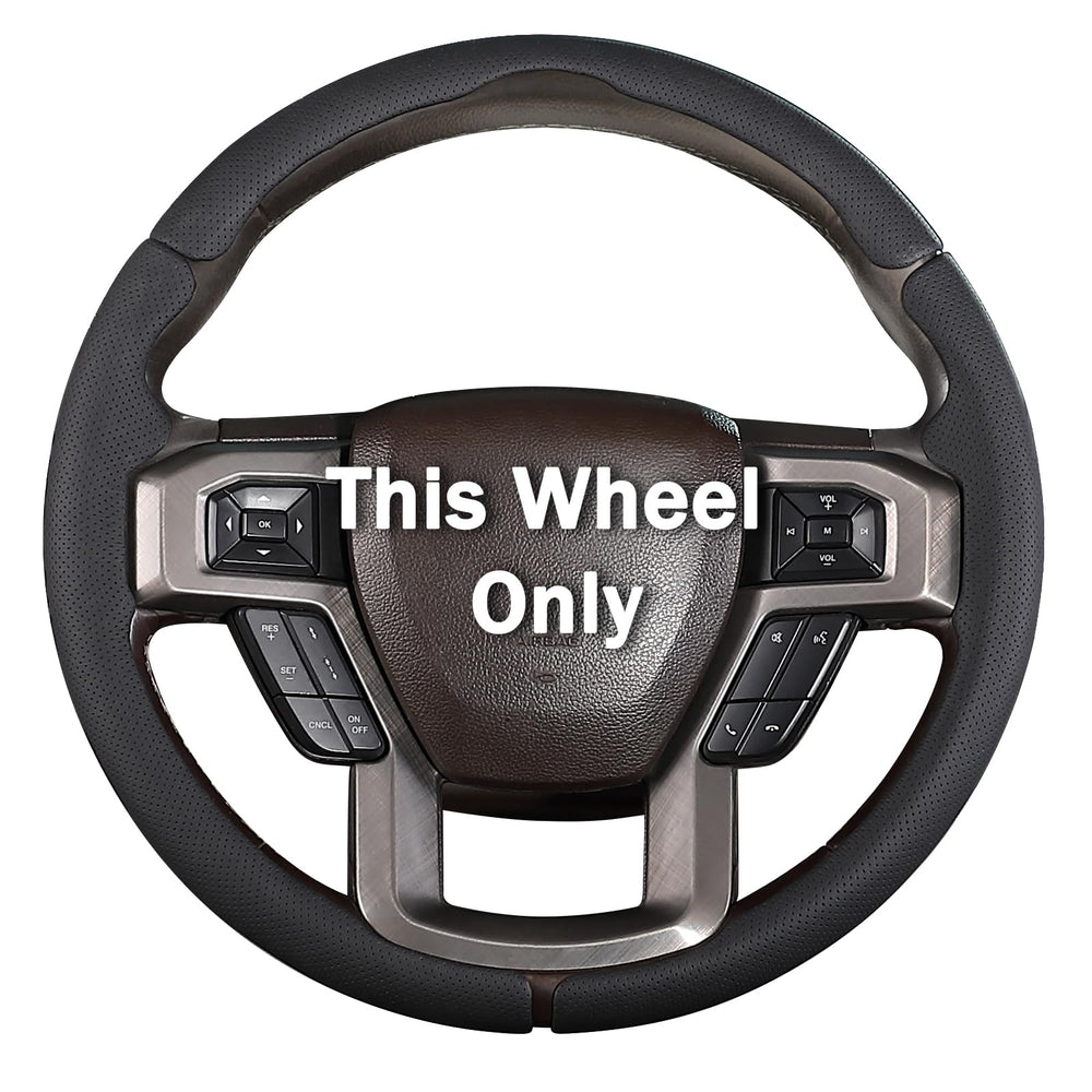 Aotoyou steering wheel cover on Ford F-150, front view showcasing secure fit.