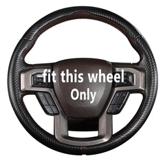 Aotoyou carbon fiber steering wheel cover on Ford wheel, offering premium grip and style.