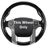 Aotoyou glossy black steering cover on Toyota wheel enhances interior look with protection.