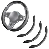 Aotoyou leather snap-on steering wheel cover with secure fit for safe driving.