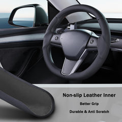 Aotoyou leather steering wheel cover in premium Nappa leather for comfort