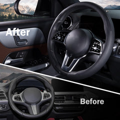 Aotoyou steering wheel cover with 1-year warranty provides reassurance.