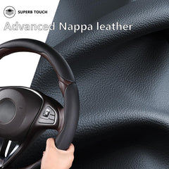 Aotoyou close-up of the non-slip leather lining for stable steering control.