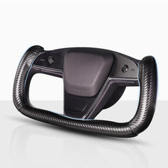 Aotoyou Tesla Yoke steering cover with carbon fiber texture, enhancing grip and style.