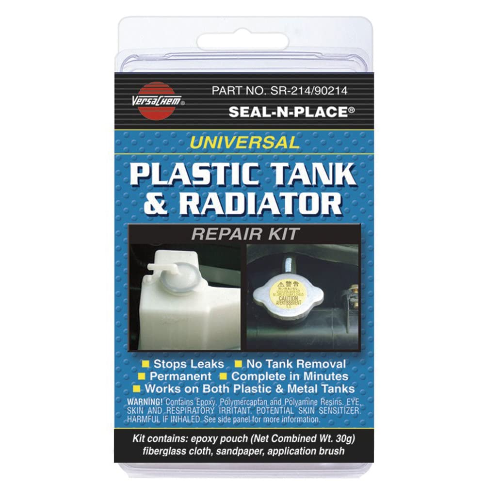 AP Products Versachem 90214 plastic tank and radiator repair kit patches leaks quickly in gasoline and diesel systems.
