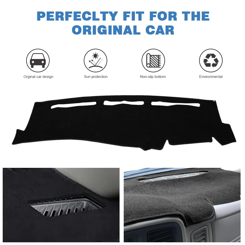 Apeixoto dashboard cover for GMC Sierra 1999-2006 minimizes UV exposure and dashboard aging.