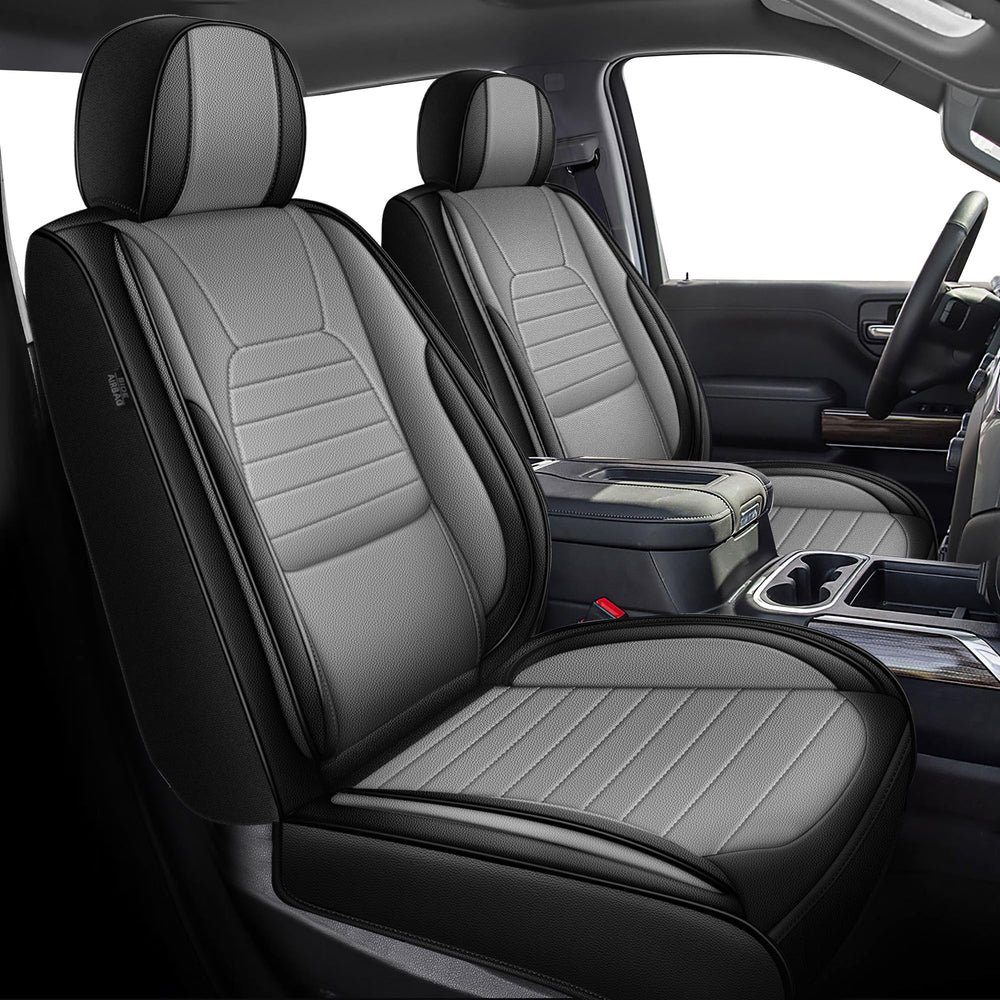 APEJET seat covers for Chevy Silverado full set in black and grey protect seats.