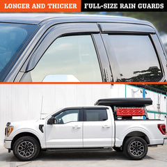 APILT rain guards on F-550 Super Duty emphasize outside-mount ease and protection from weather.