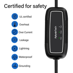 AplysiaTech Level 1+2 EV charger with 21 ft cable for flexible parking