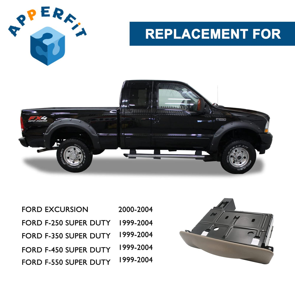 APPERFiT Ford Super Duty dash cupholder in tan for front-dashboard access.
