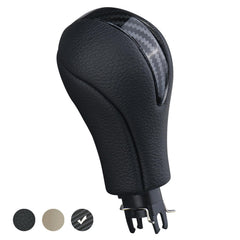 APPERFiT gear shift knob closeup in black carbon fiber for a durable interior upgrade