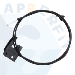 APPERFiT hood handle with release wire closeup; durable build improves pull action.