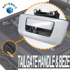 APPERFiT packaging shows the tailgate handle latch and bezel components.
