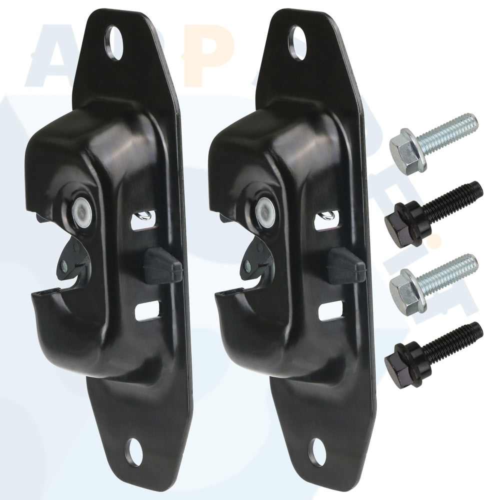 Closeup of bolts and latch showing GM truck compatibility