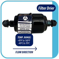 AP APPLI PARTS Liquid Line Filter Drier 032 top connection enables easy 1/4 in flare.