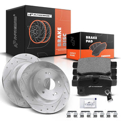A-Premium rear drilled-slotted rotors boost cooling and longevity.