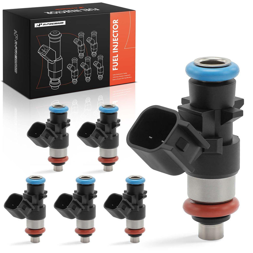 A-Premium 4-hole fuel injectors close-up showing durable metal and plastic construction.