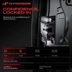 A-Premium Armada front left door lock actuator close up highlights quality components.