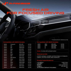A-Premium filter shown in BMW interior for cleaner cabin air.