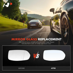 A-Premium close-up of heated mirror glass showing durable backing plate.