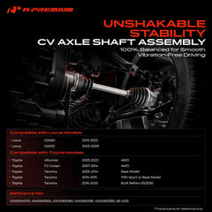 A-Premium CV axle front-right assembly for Toyota, smooth torque delivery.