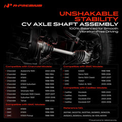 A-Premium CV axle front right assembly for GM trucks; balanced performance