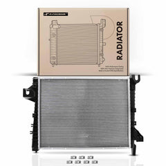 Packaging image showing contents and fitment for A-Premium radiator.