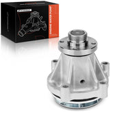 A-Premium engine water pump front view highlights durable aluminum housing for long-lasting performance.