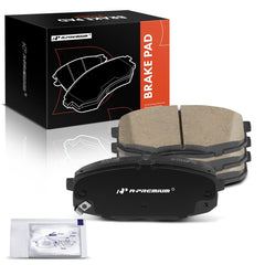 A-Premium front ceramic brake pads kit with wear sensor for Kia Soul; reduces dust and noise.