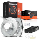 A-Premium front drilled-slotted rotor 319mm for enhanced heat dissipation and stopping power