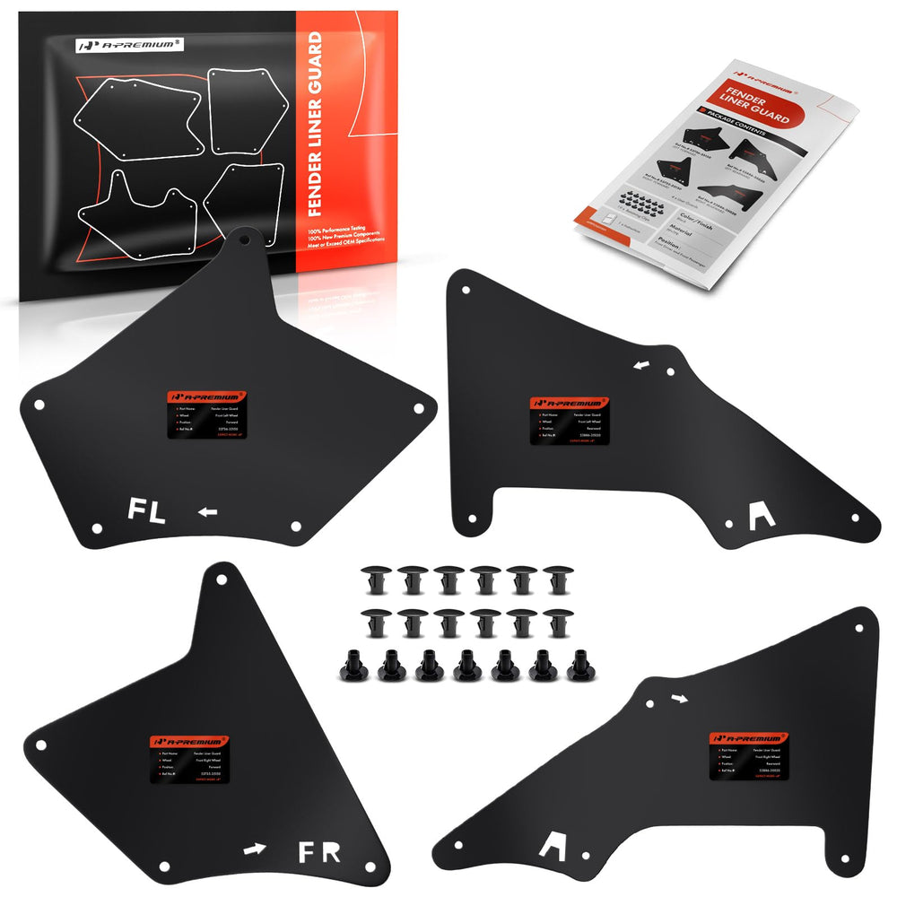 A-Premium splash guards front left fender liner protecting wheel well from mud and spray